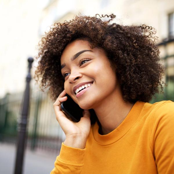 A woman on the phone
